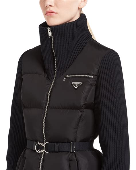 prada boucle coat|Prada puffer jacket.